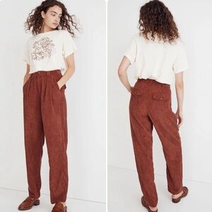 Madewell Corduroy High-Rise Tapered Pants in Dusty Redwood Sz 00